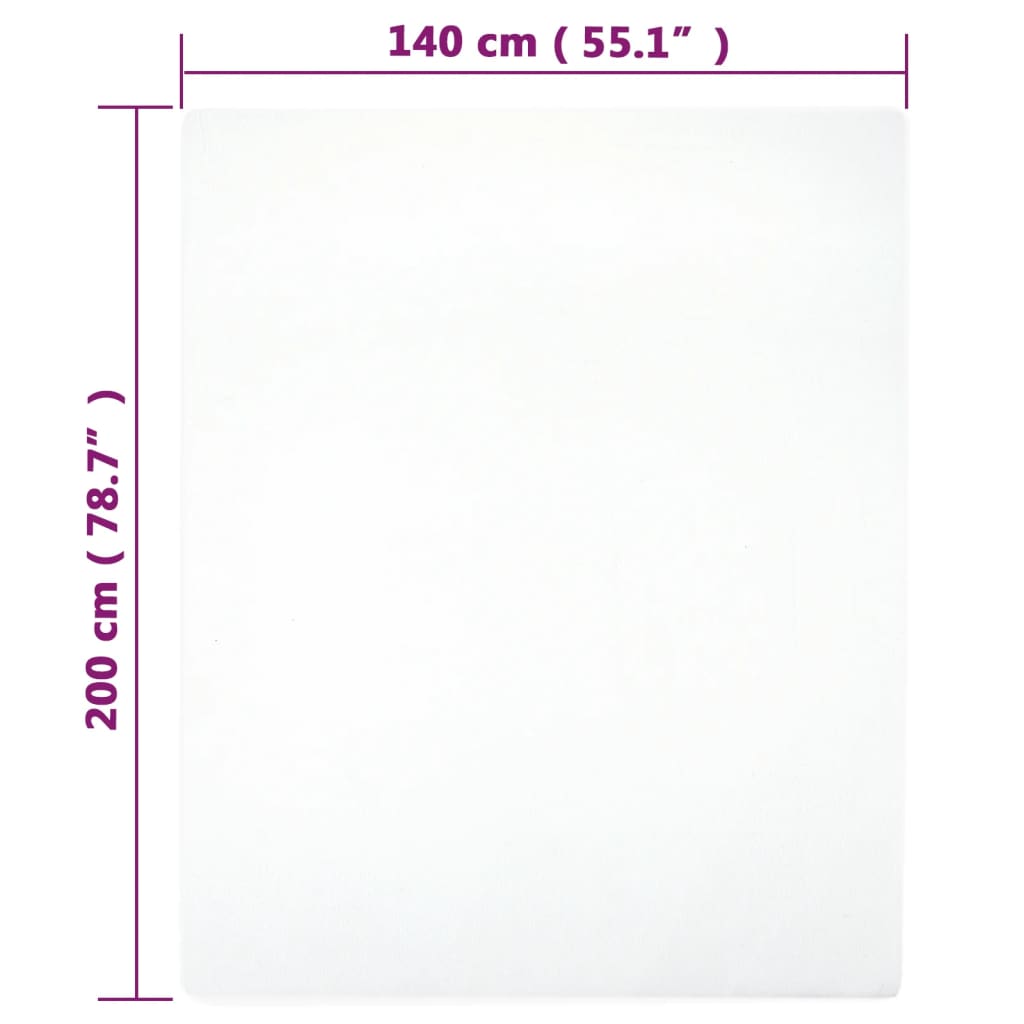 fehér pamutdzsörzé gumis lepedő 140 x 200 cm