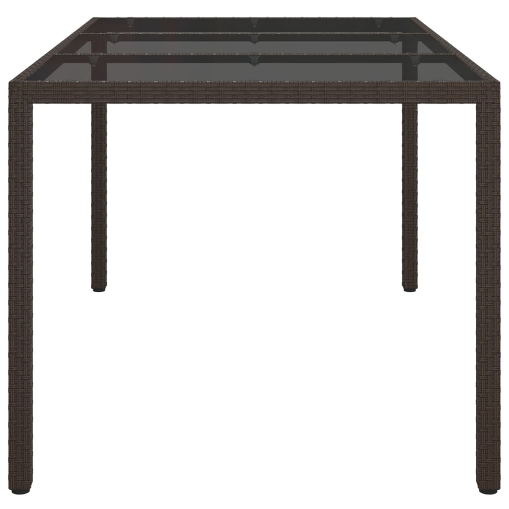 barna polyrattan és edzett üveg kerti asztal 150 x 90 x 75 cm