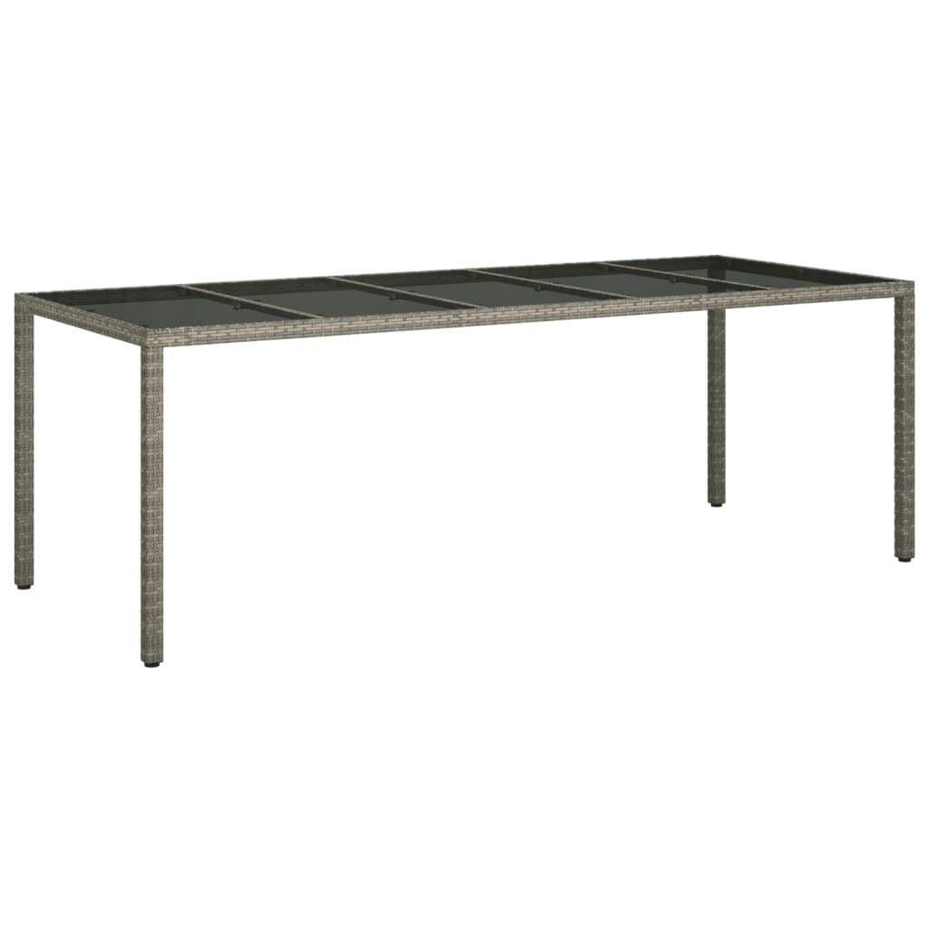 szürke edzett üveg és polyrattan kerti asztal 250 x 100 x 75 cm