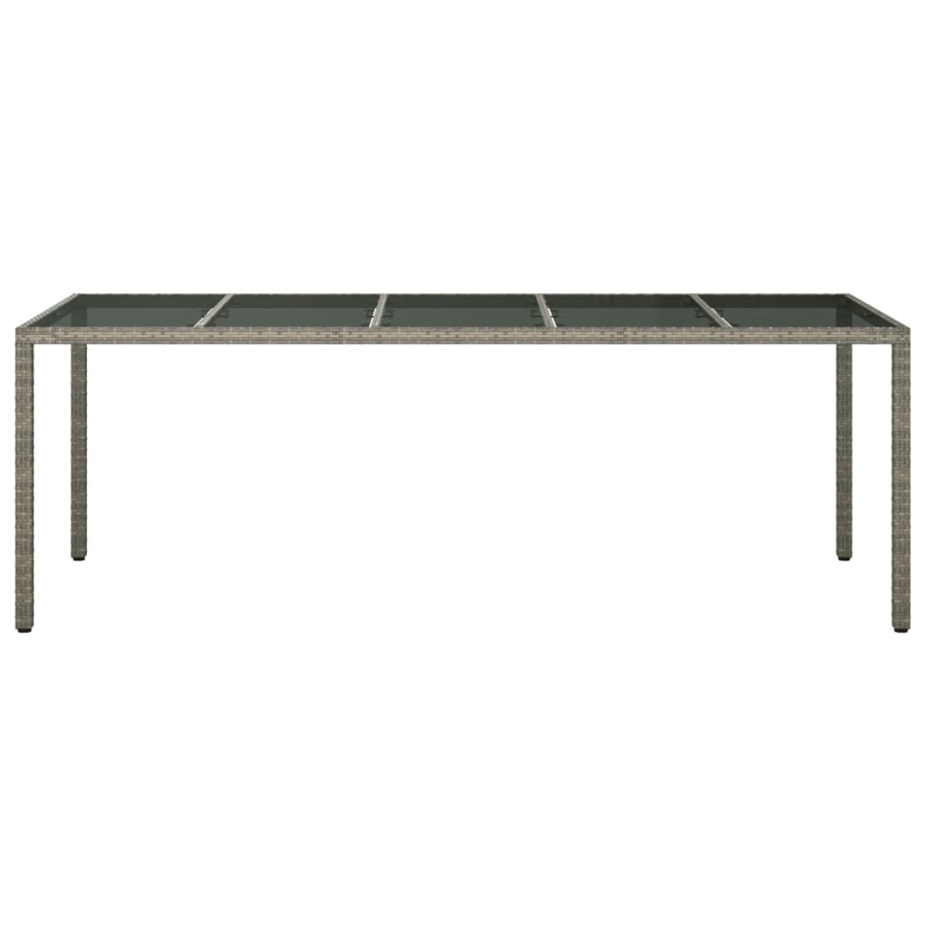 szürke edzett üveg és polyrattan kerti asztal 250 x 100 x 75 cm