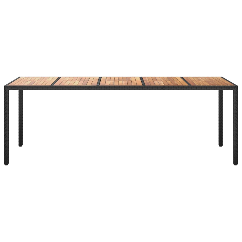 fekete polyrattan kerti asztal 250 x 100 x 75 cm