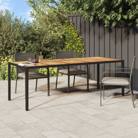 fekete polyrattan kerti asztal 250 x 100 x 75 cm