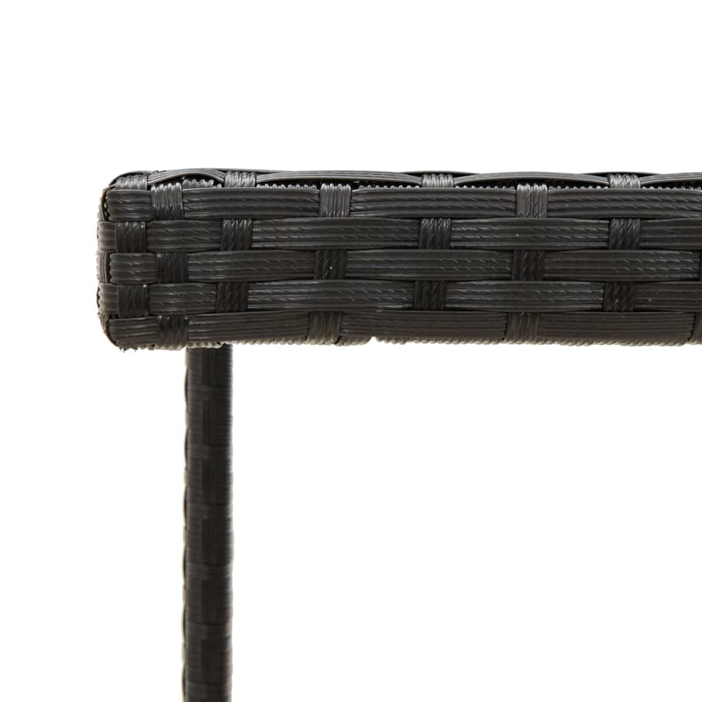 fekete polyrattan és üveg kerti asztal 109 x 107 x 74 cm