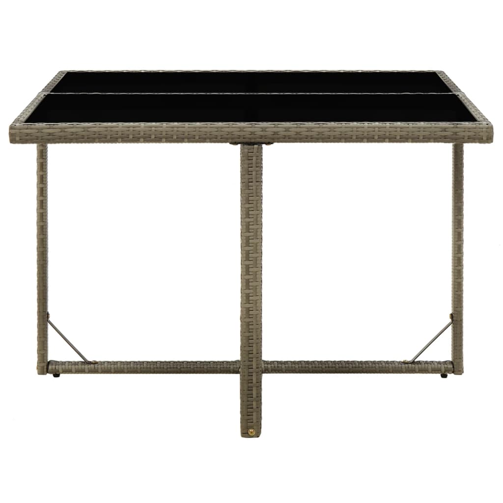 szürke polyrattan és üveg kerti asztal 109 x 107 x 74 cm