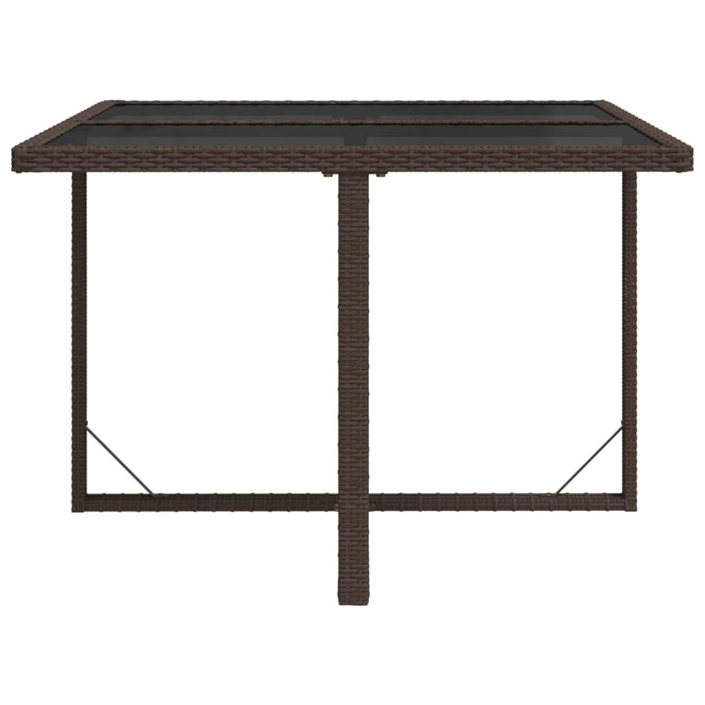 barna polyrattan és üveg kerti asztal 109 x 107 x 74 cm