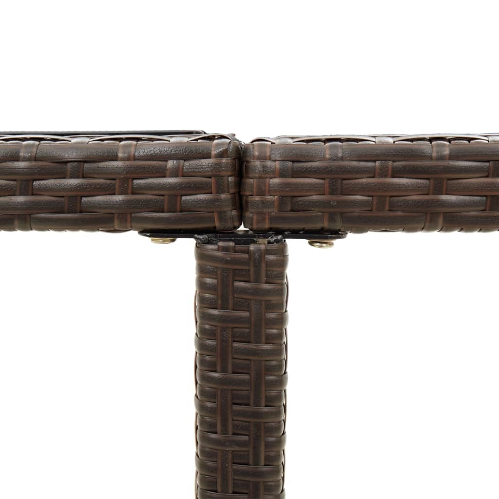 barna polyrattan és üveg kerti asztal 109 x 107 x 74 cm