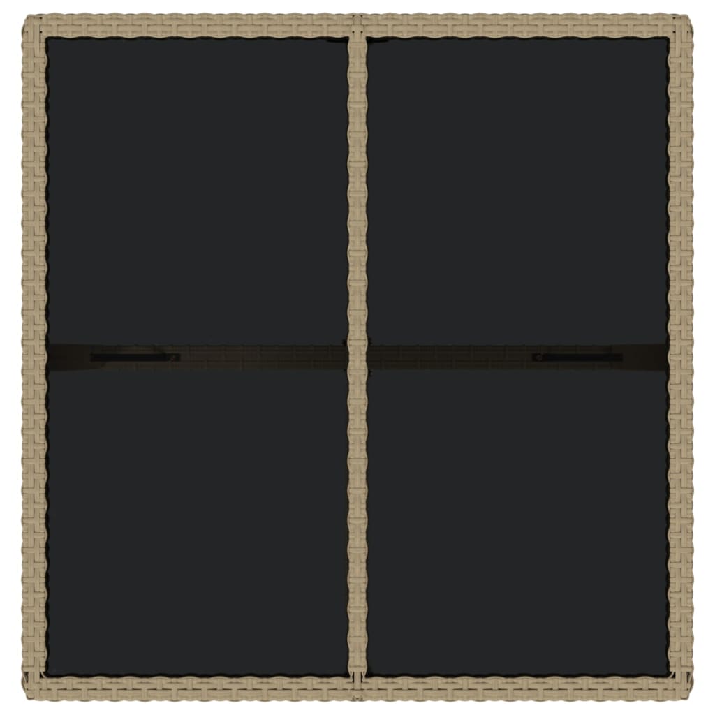 bézs polyrattan és üveg kerti asztal 109 x 107 x 74 cm