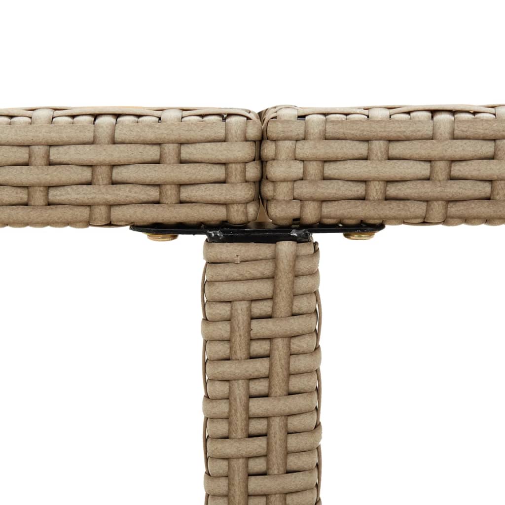 bézs polyrattan és üveg kerti asztal 109 x 107 x 74 cm