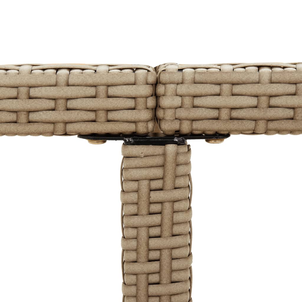 bézs polyrattan és tömör akácfa kerti asztal 109 x 107 x 74 cm