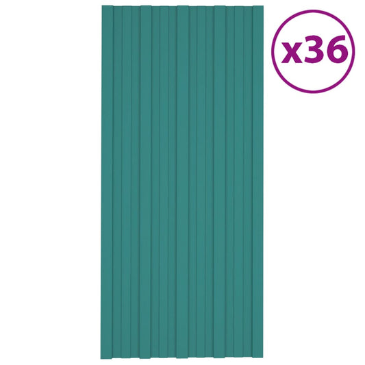 36 db zöld horganyzott acél tetőpanel 100 x 45 cm