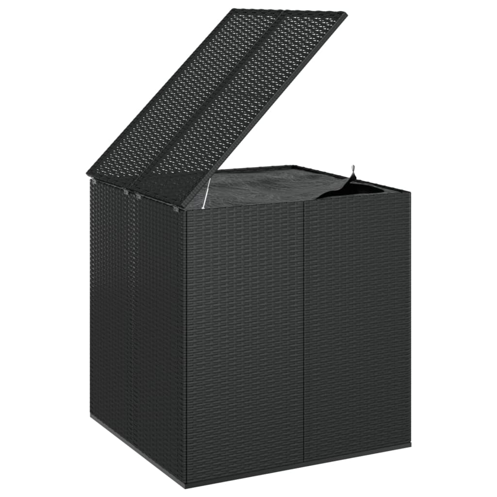 fekete polyrattan kerti párnatartó doboz 100 x 97,5 x 104 cm