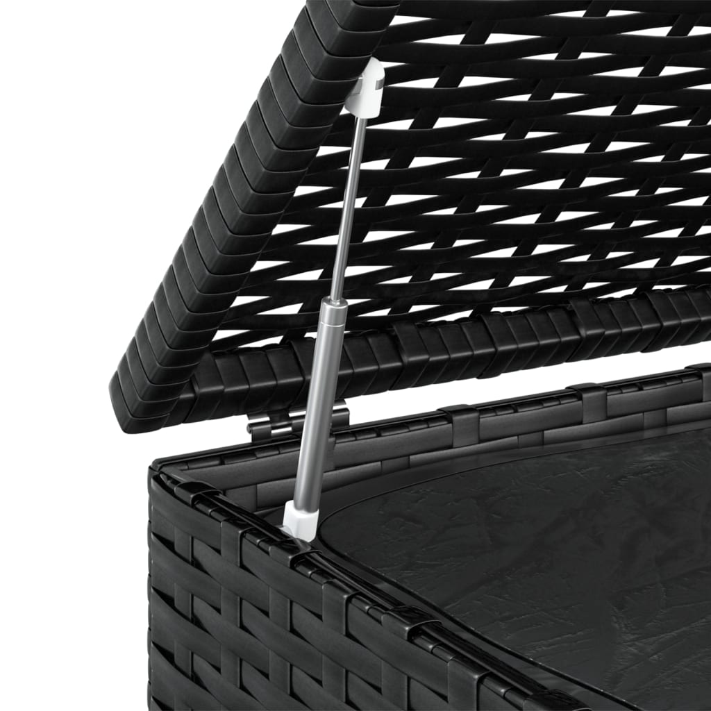 fekete polyrattan kerti párnatartó doboz 100 x 97,5 x 104 cm