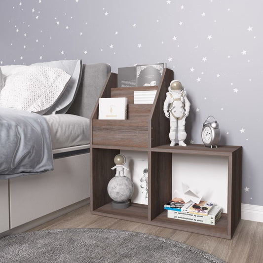 szürke-sonoma színű szerelt fa gyerek újságtartó 71x30x78,5 cm