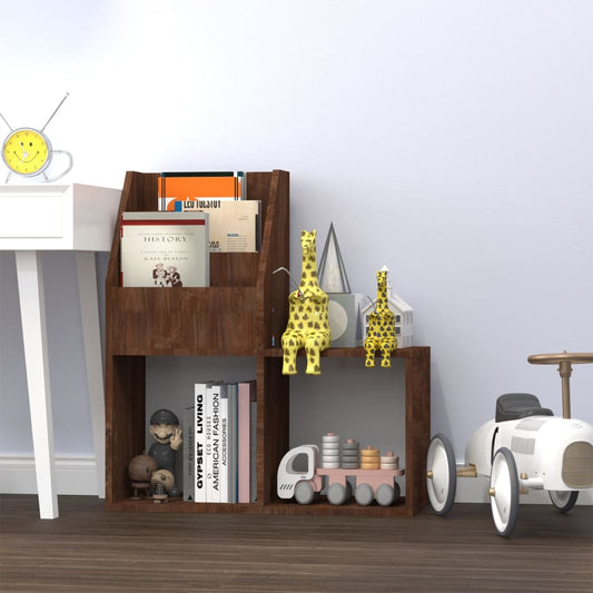 barna tölgyszínű szerelt fa újságtartó gyerekeknek 71x30x78,5cm