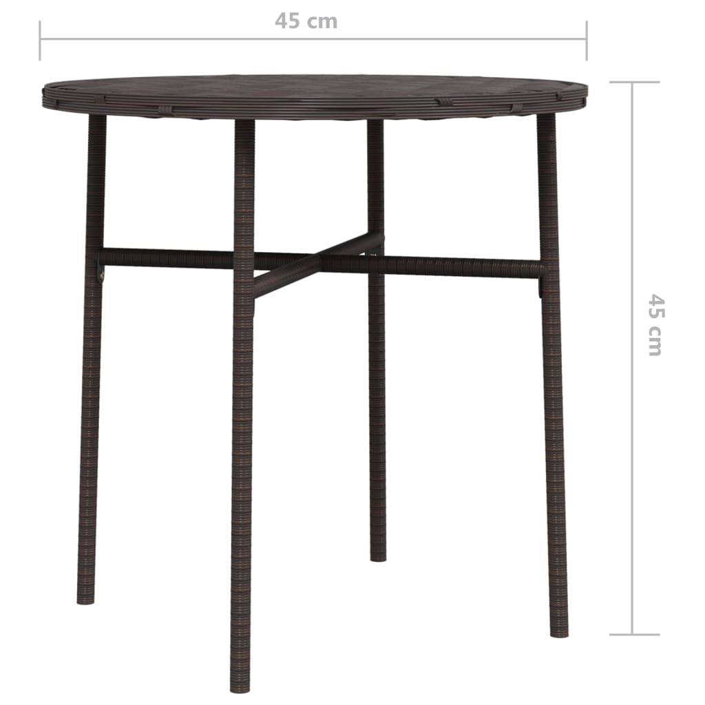 barna polyrattan teázóasztal 45 cm