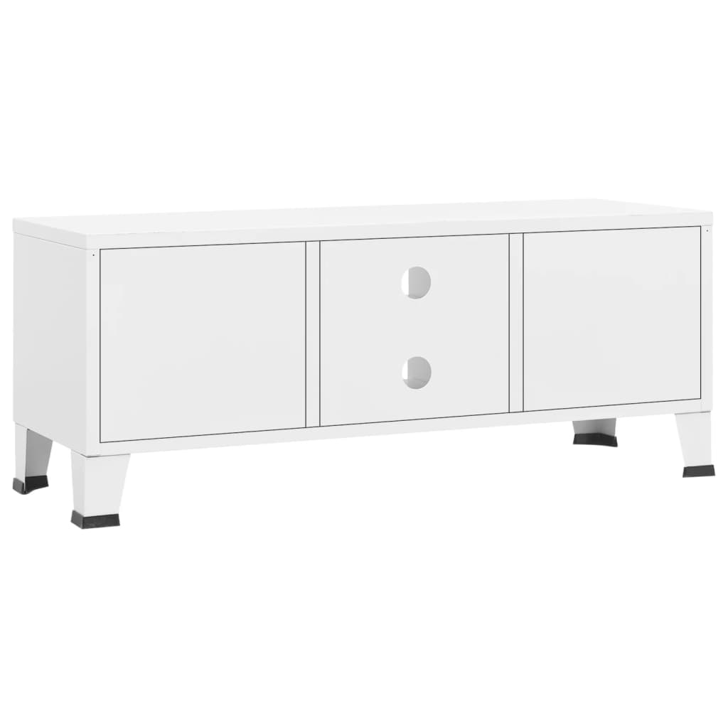 fehér fém ipari stílusú TV-szekrény 105 x 35 x 42 cm