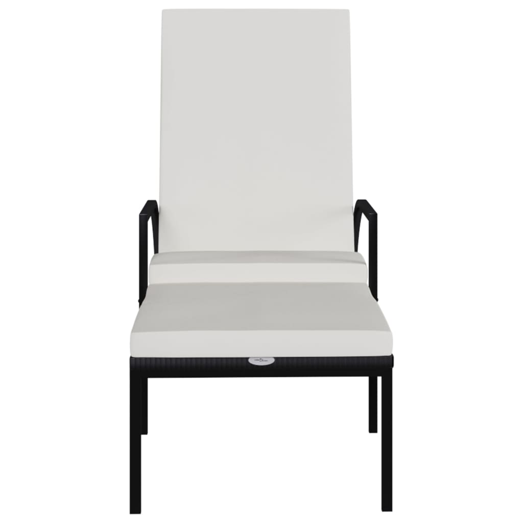 fekete polyrattan napozóágy lábtartóval