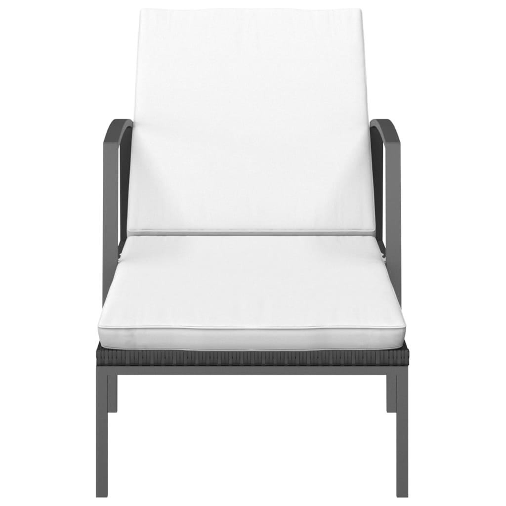 2 db fekete polyrattan napozóágy asztallal