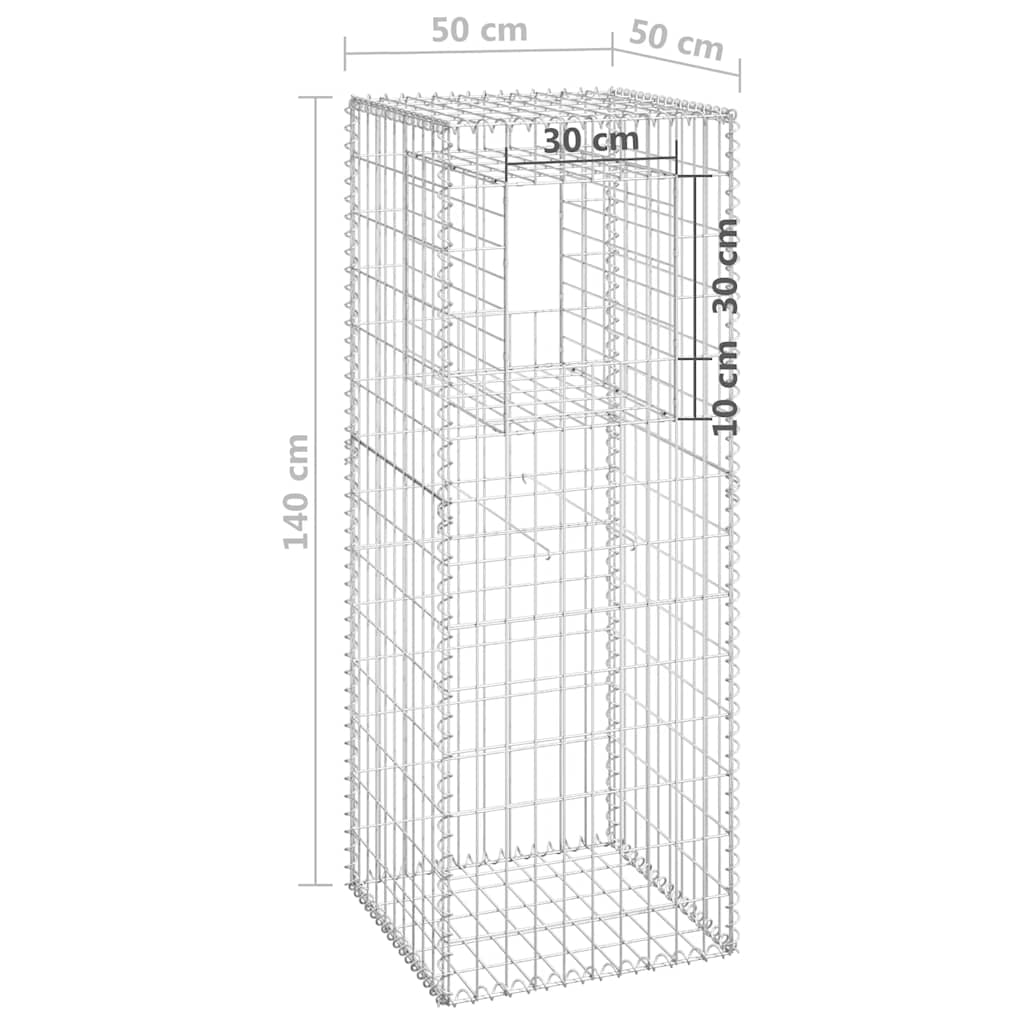 2 db vas gabionkosaras oszlop 50 x 50 x 140 cm