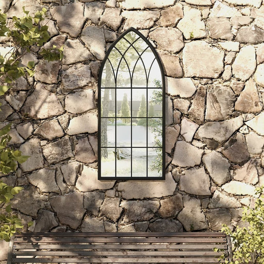 fekete vas kerti tükör kültéri használatra 100 x 45 cm
