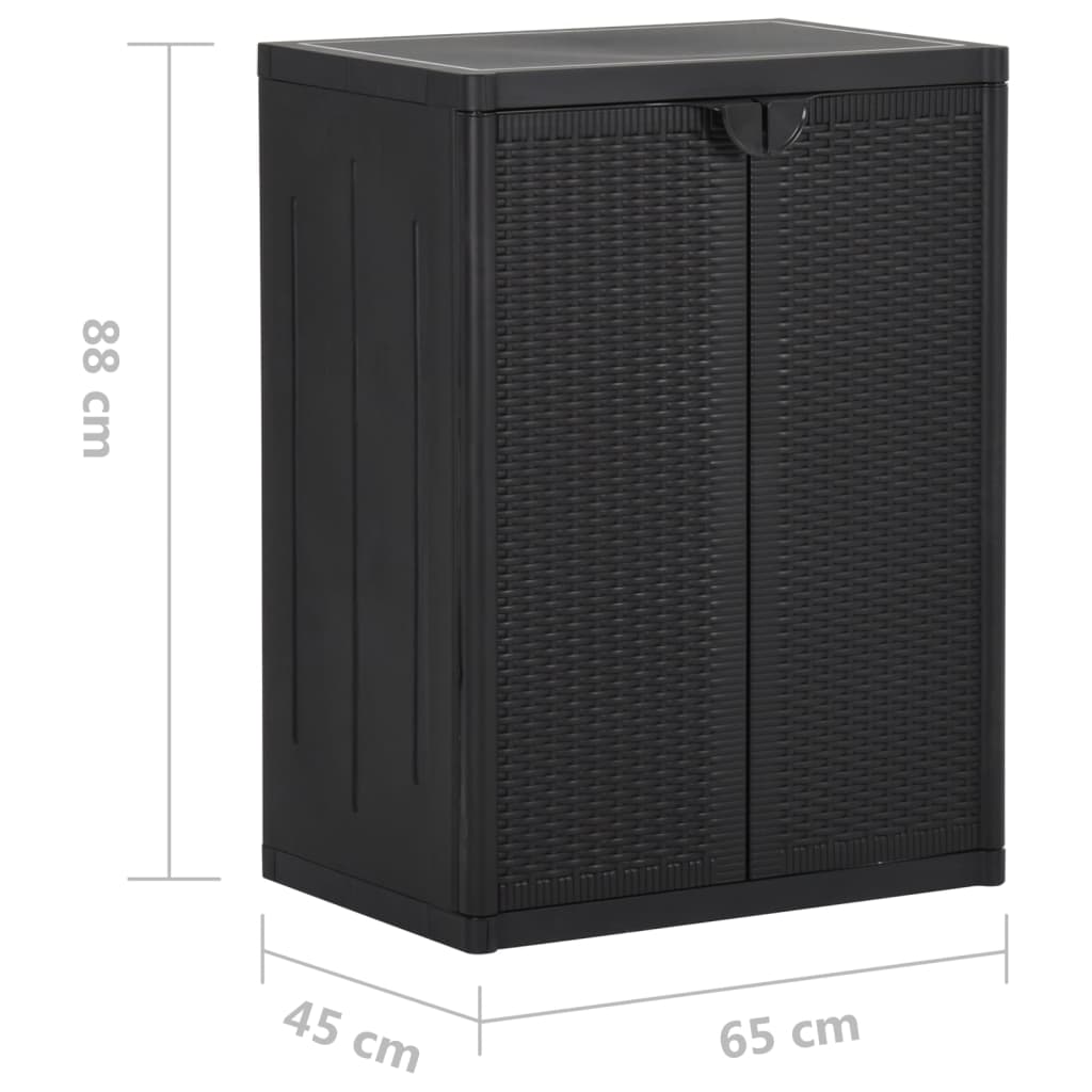 fekete PP rattan kerti tárolószekrény 65 x 45 x 88 cm