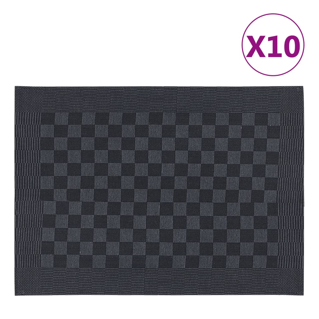 10 db fekete-szürke pamut konyhai törölköző 50 x 70 cm