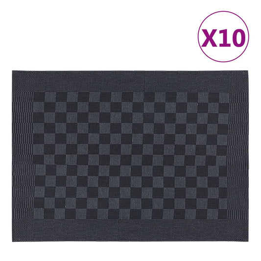 10 db fekete-szürke pamut konyhai törölköző 50 x 70 cm
