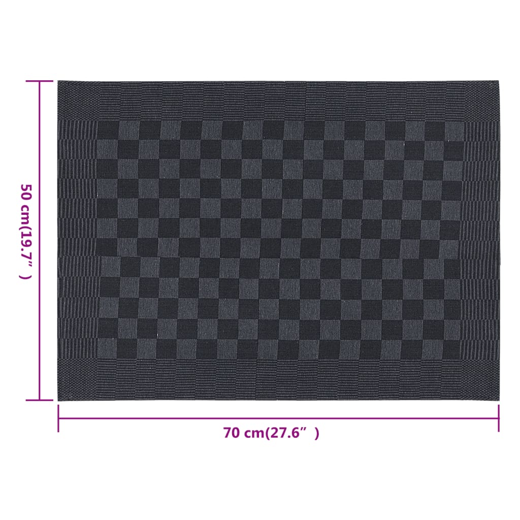 10 db fekete-szürke pamut konyhai törölköző 50 x 70 cm