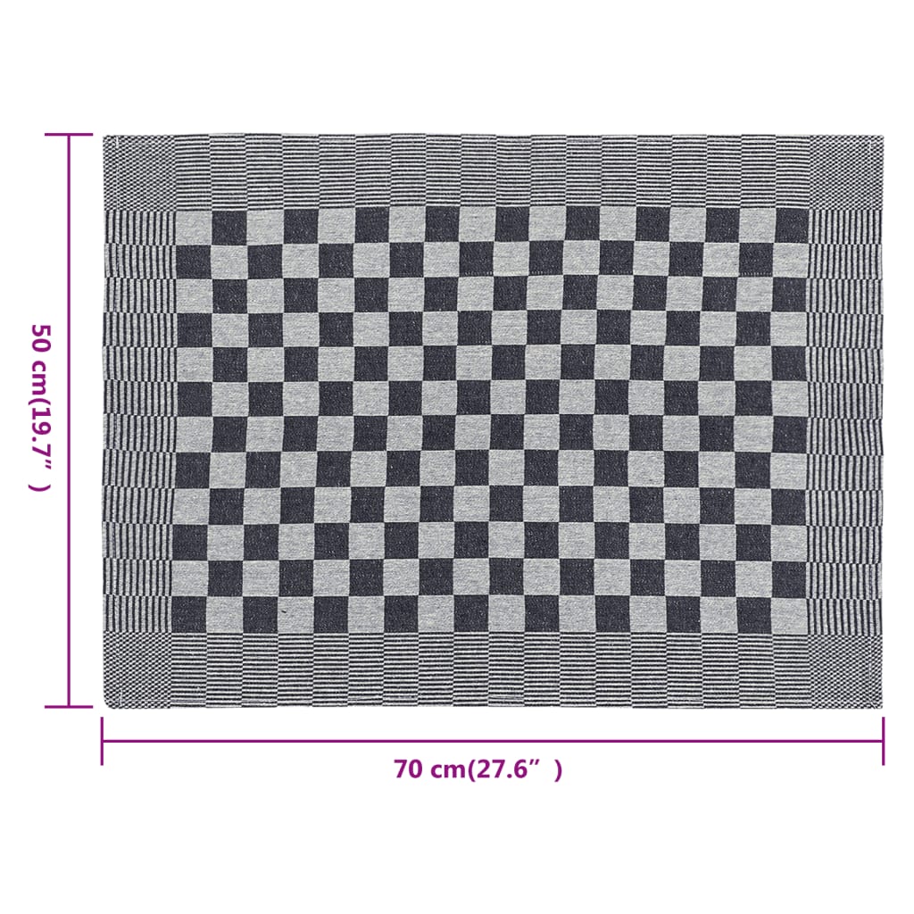 10 db fekete-fehér pamut konyhai törölköző 50 x 70 cm