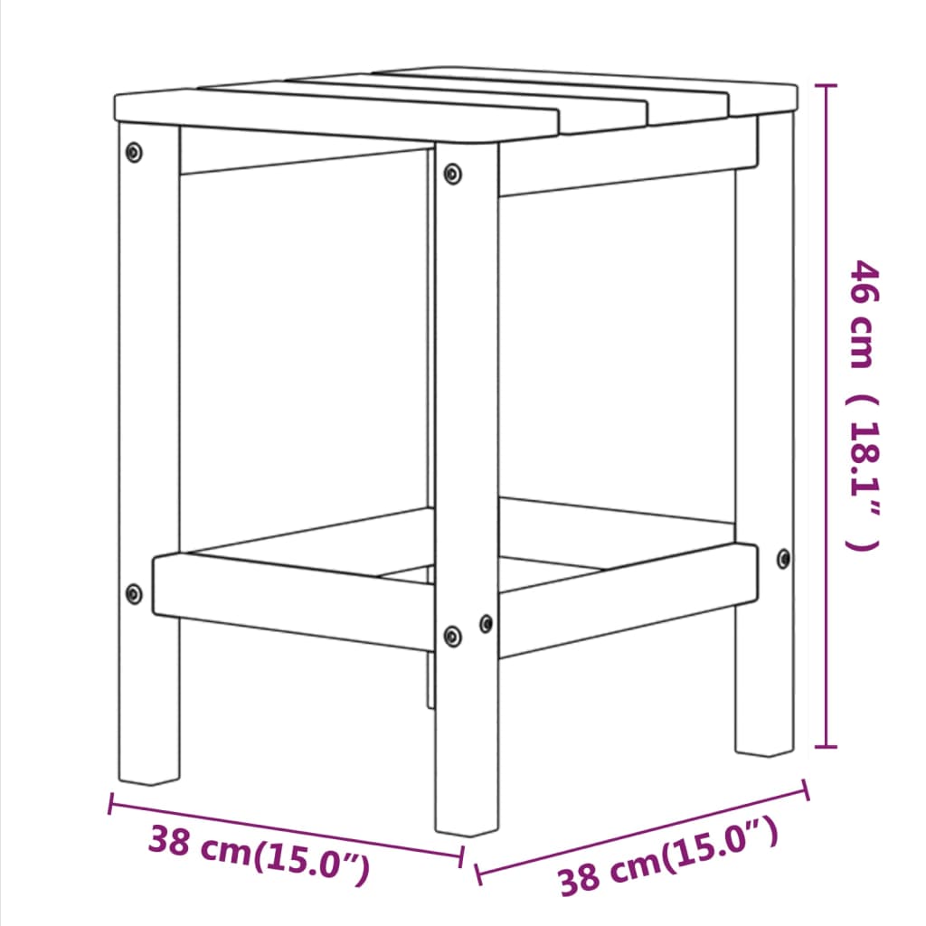 vízkék HDPE kerti Adirondack asztal 38 x 38 x 46 cm
