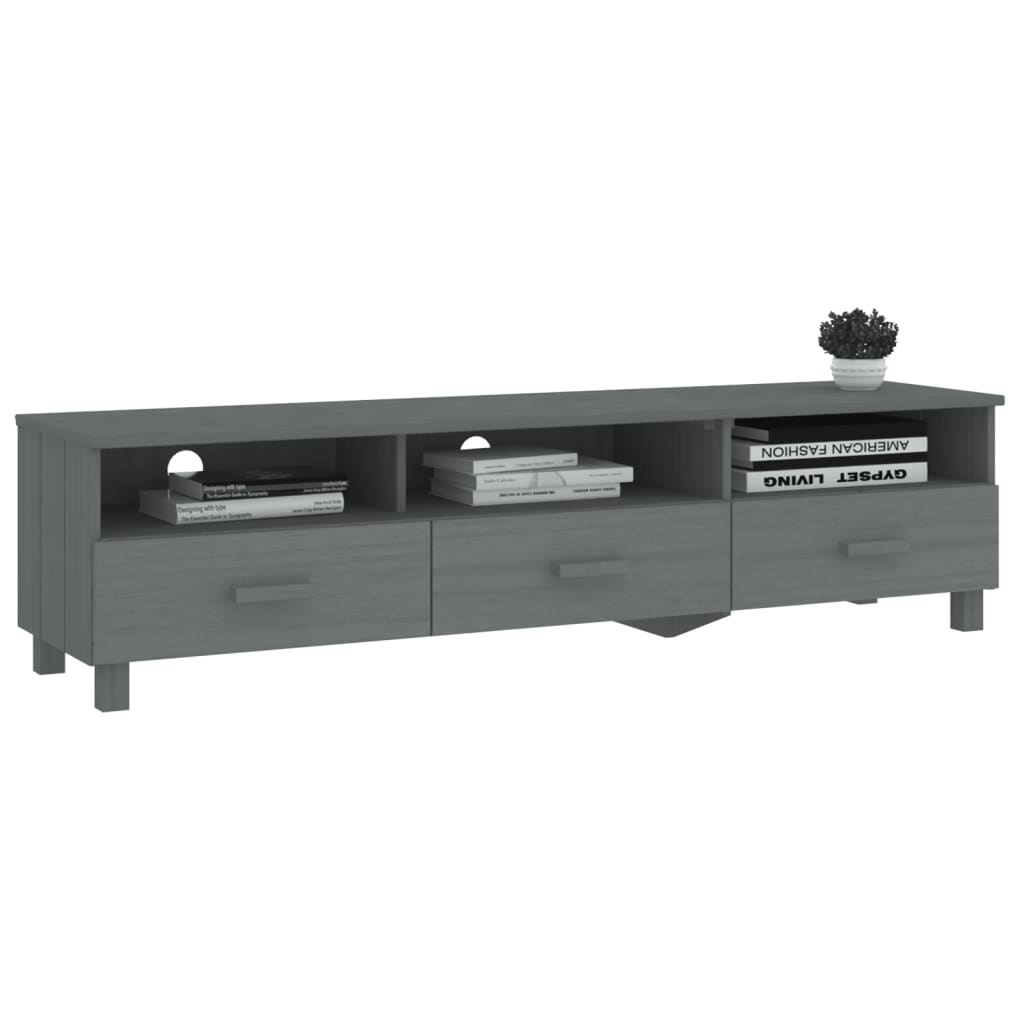 HAMAR sötétszürke tömör fenyőfa TV-szekrény 158 x 40 x 40 cm
