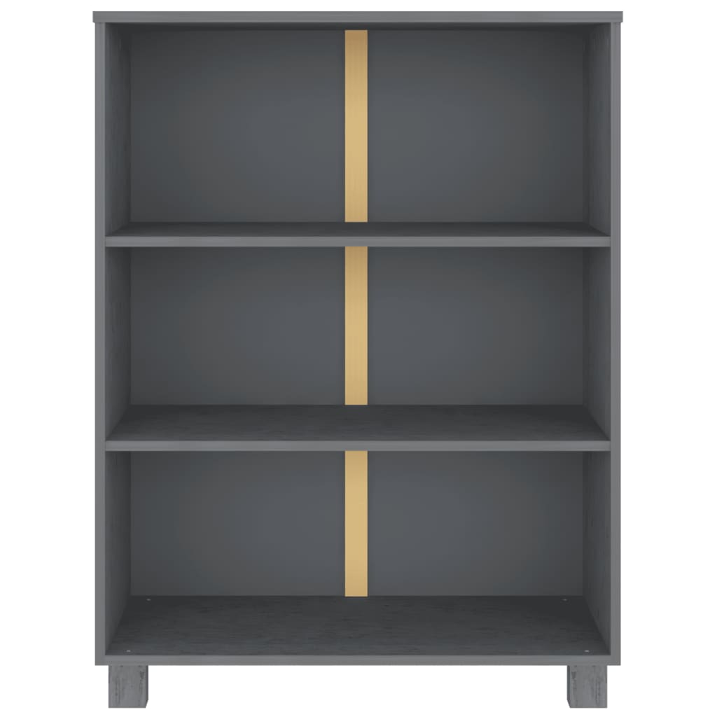 HAMAR sötétszürke tömör fenyőfa könyvszekrény 85 x 35 x 112 cm