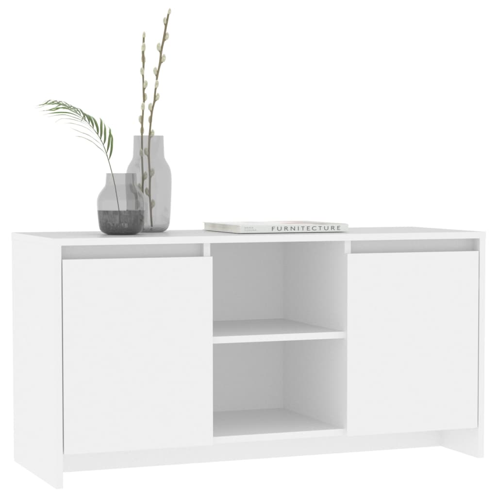 fehér szerelt fa TV-szekrény 102 x 37,5 x 52,5 cm