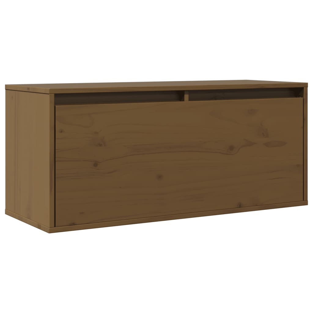 mézbarna tömör fenyőfa faliszekrény 80 x 30 x 35 cm