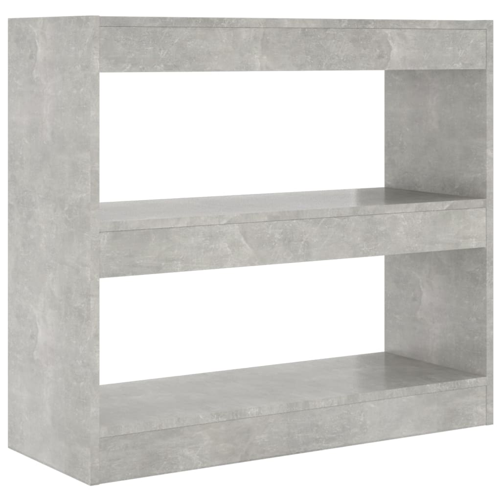betonszürke térelválasztó könyvszekrény 80 x 30 x 72 cm