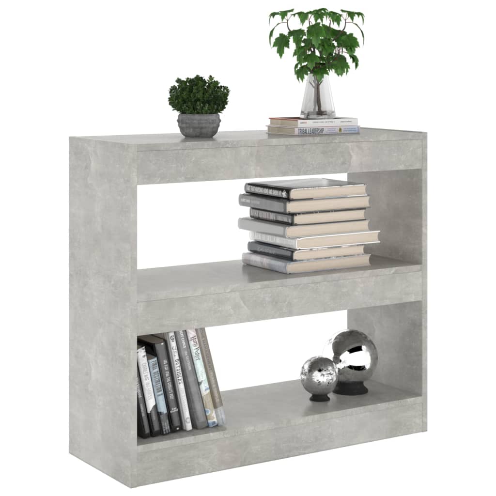 betonszürke térelválasztó könyvszekrény 80 x 30 x 72 cm