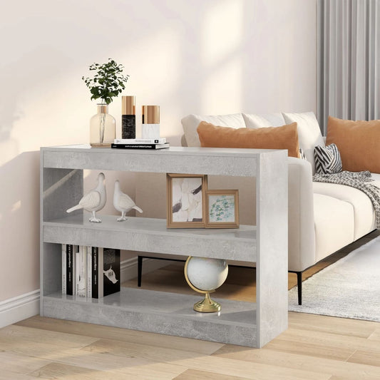 betonszürke térelválasztó könyvszekrény 100 x 30 x 72 cm