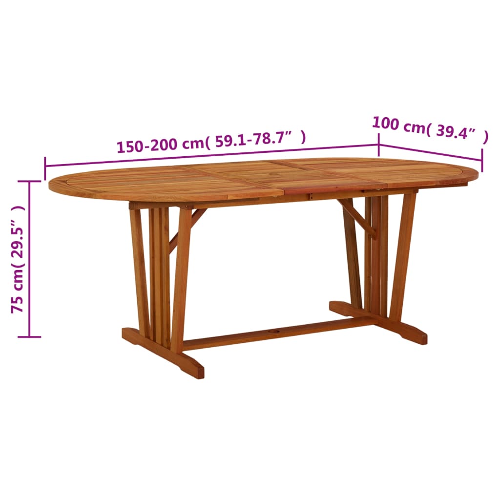 tömör eukaliptuszfa kerti asztal 200 x 100 x 75 cm