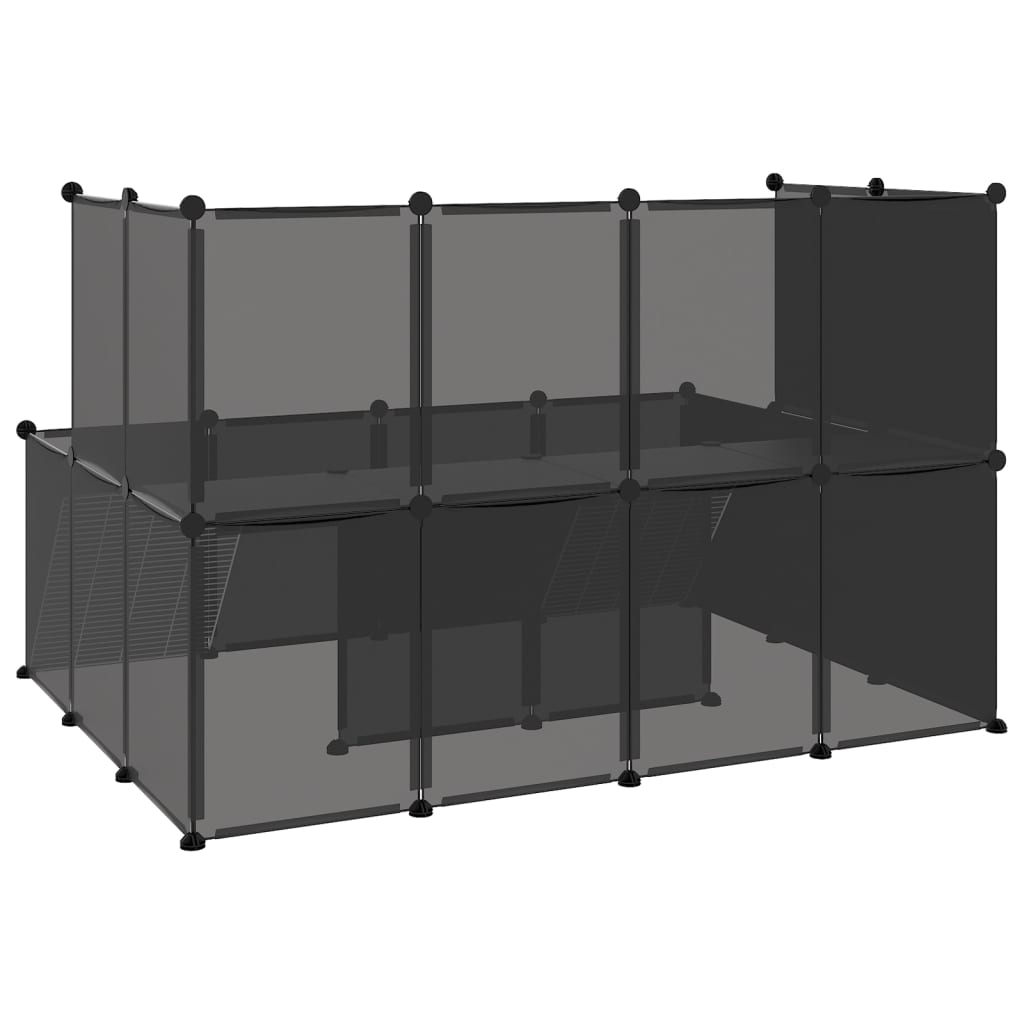 fekete polipropilén és acél kisállatketrec 143 x 107 x 93 cm