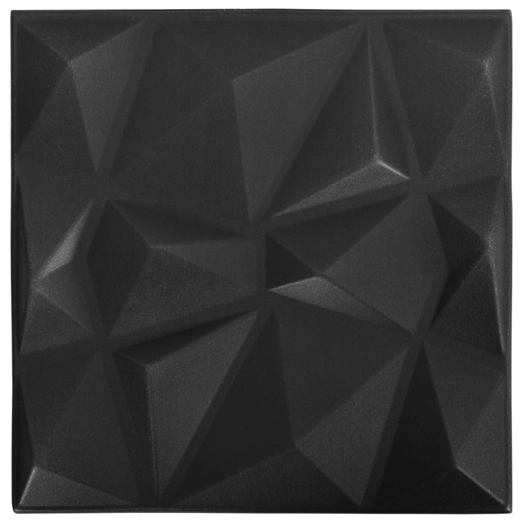 24 darab gyémánt fekete 3D fali panel 50 x 50 cm 6 m²