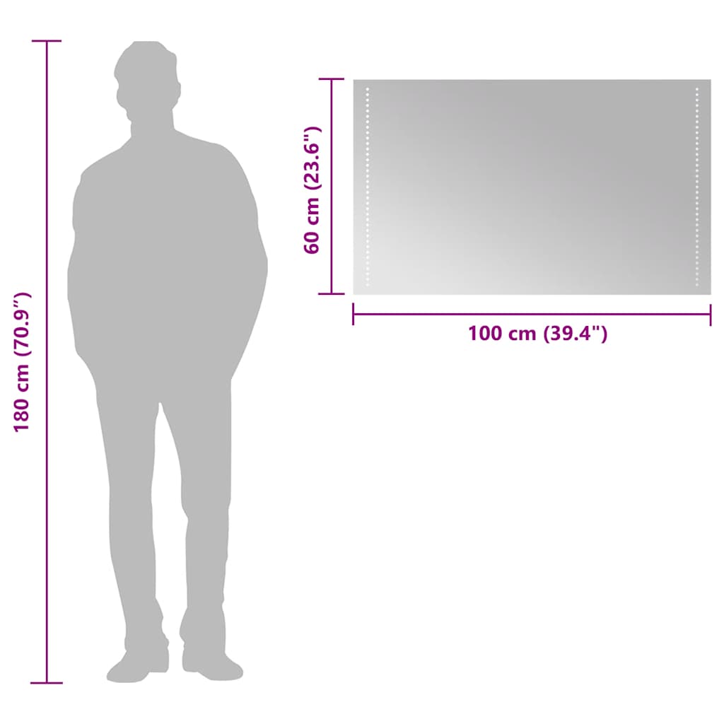 LED-es fürdőszobatükör 100x60 cm