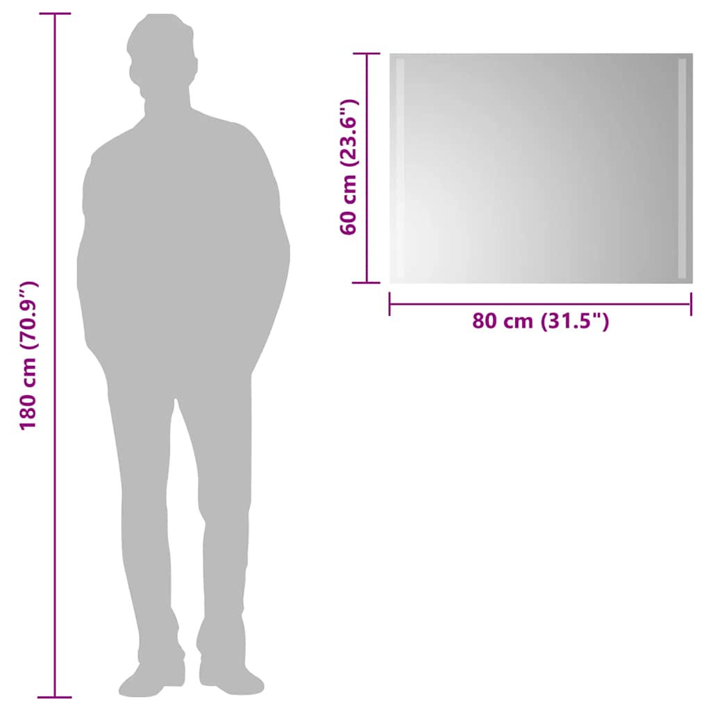 LED-es fürdőszobatükör 80x60 cm