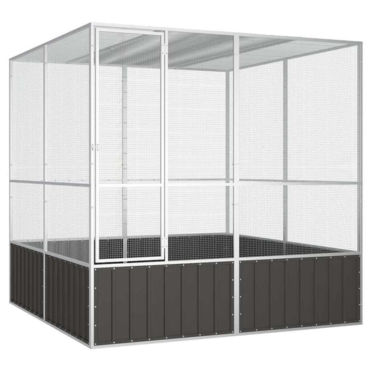 antracitszürke horganyzott acél madárketrec 213,5x217,5x211,5cm