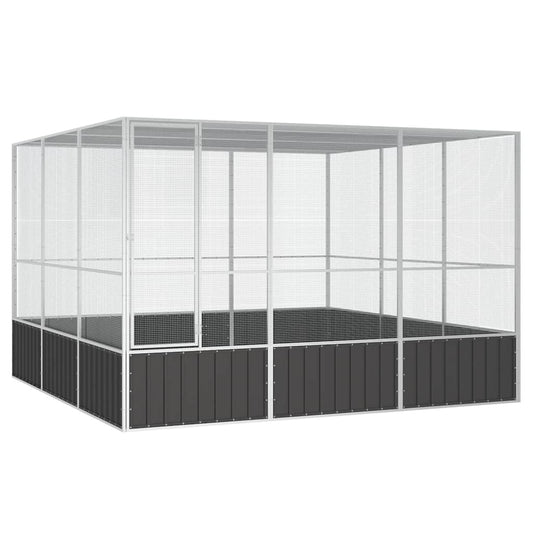 antracitszürke horganyzott acél madárketrec 302,5x324,5x211,5cm