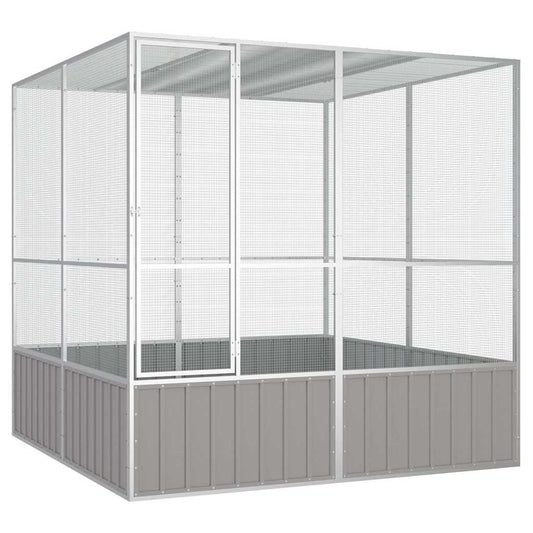 szürke horganyzott acél madárketrec 213,5x217,5x211,5 cm