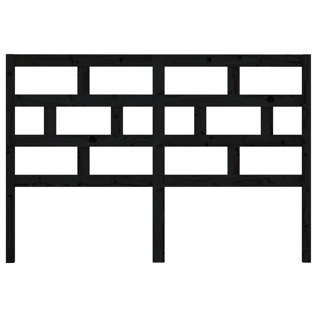 fekete tömör fenyőfa ágyfejtámla 126 x 4 x 100 cm
