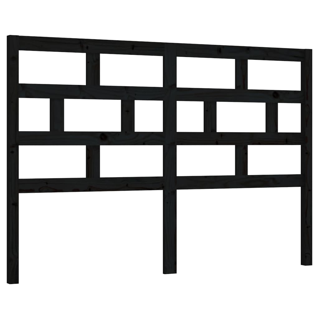 fekete tömör fenyőfa ágyfejtámla 146 x 4 x 100 cm