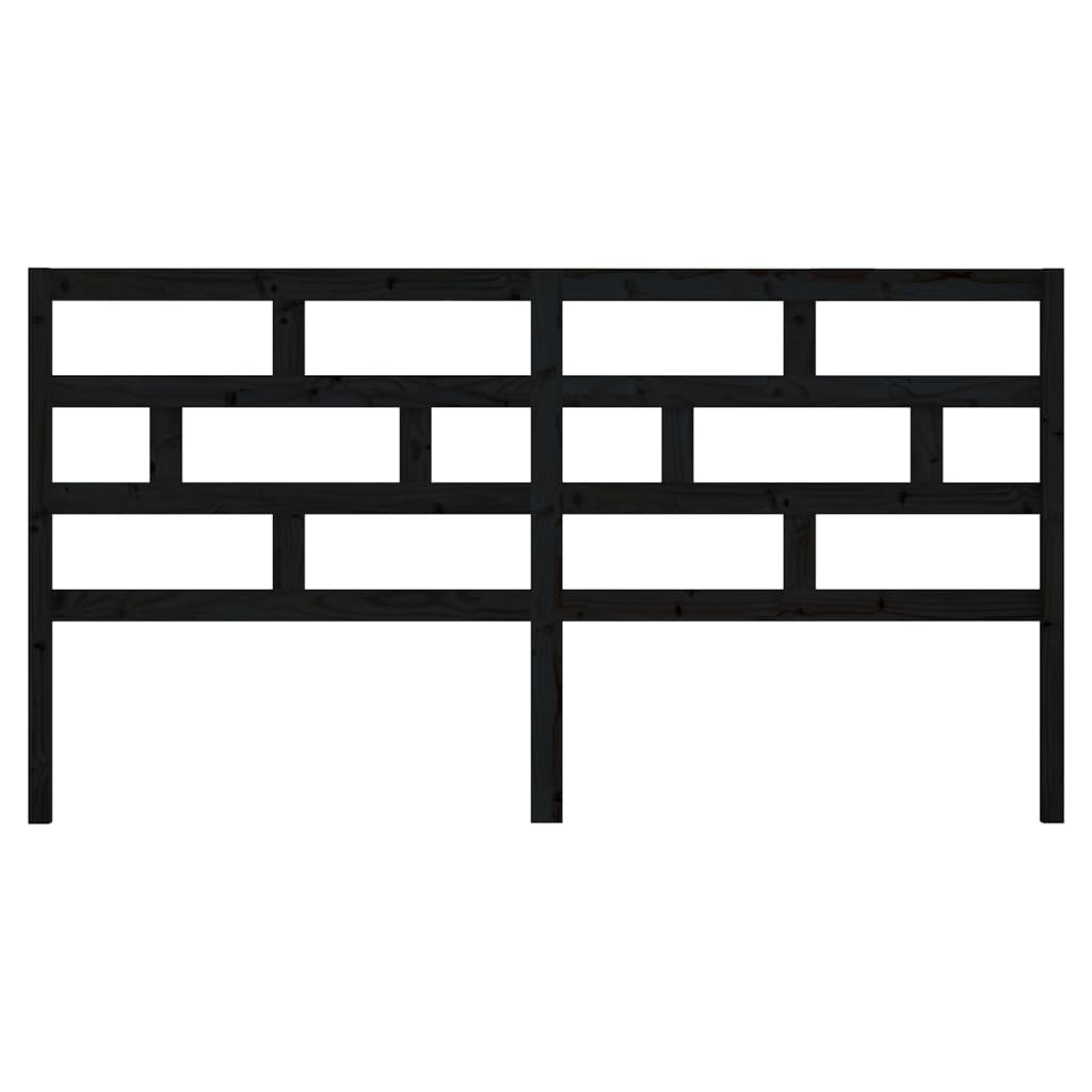 fekete tömör fenyőfa ágy fejtámla 206 x 4 x 100 cm