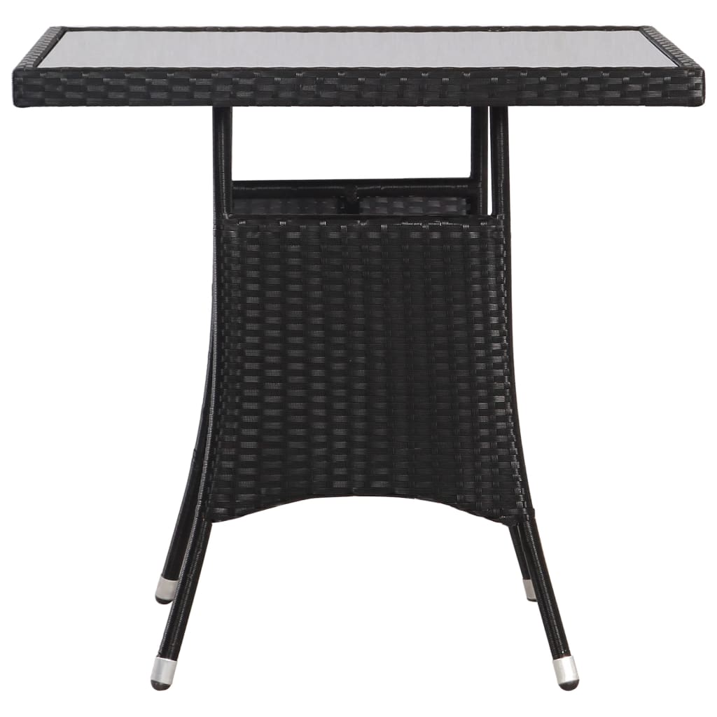 fekete polyrattan kerti asztal 80 x 80 x 74 cm