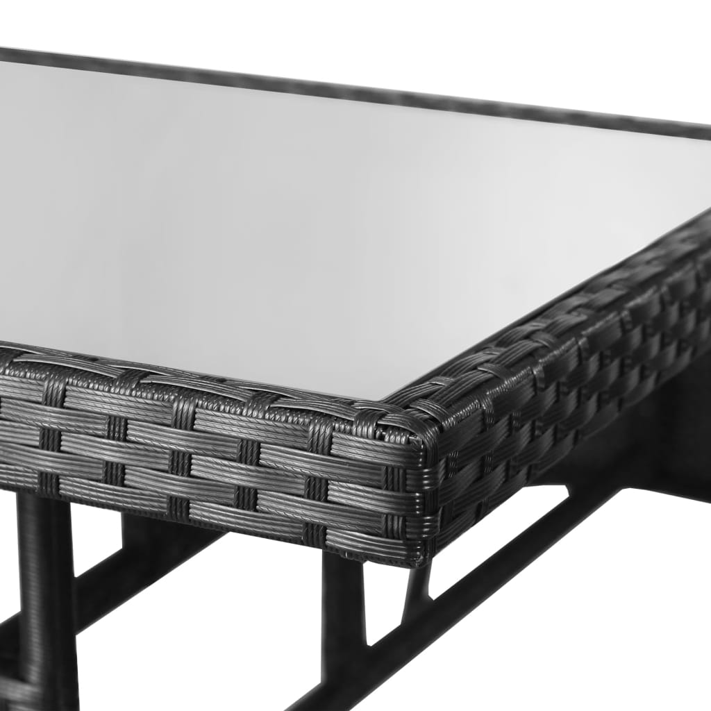 fekete polyrattan kerti asztal 80 x 80 x 74 cm